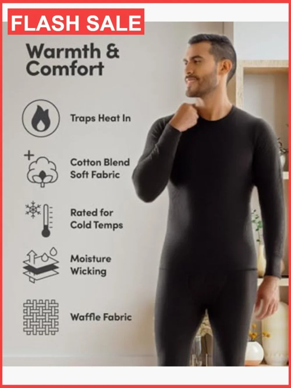 Men's Waffle Knit Thermal Underwear Long Johns Bottoms